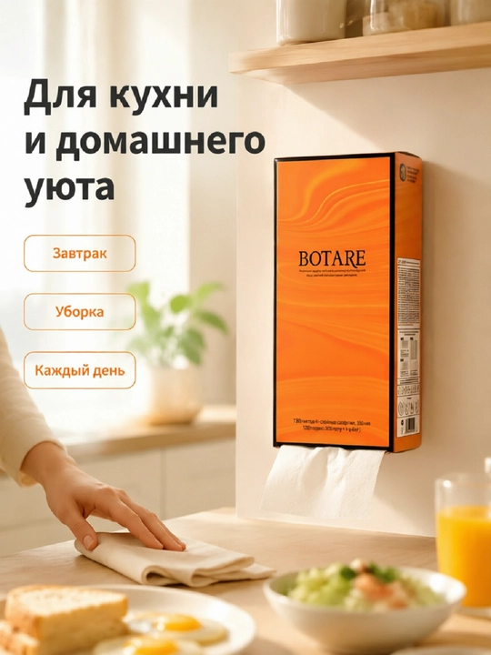 BOTARE to‘q sariq rangli salfetkalar, romb naqshli, 155×175 o‘lchamda, 4 qavatli, 90 dona pachka, 3 pachka upak, stol va mehmonlar uchun