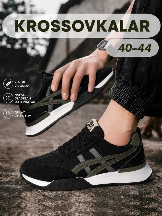 Erkaklar krossovkasi, erkaklar poyabzali, yozgi krossovkalar, 40-44 o‘lchamlar - 
