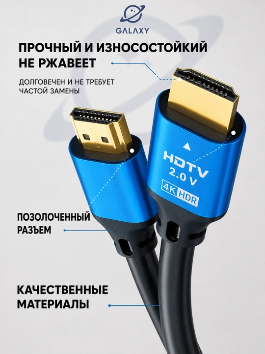 HDMI кабель 4K 60 Гц для монитора, телевизора, компьютера и проектора