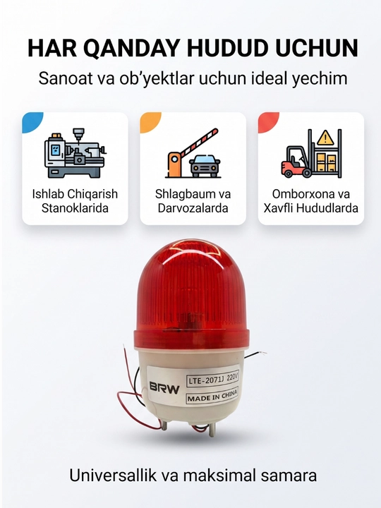 Sanoat ogohlantiruvchi chirog'i (sirenasi bilan) BRW LTE-2071J, 220V, qizil