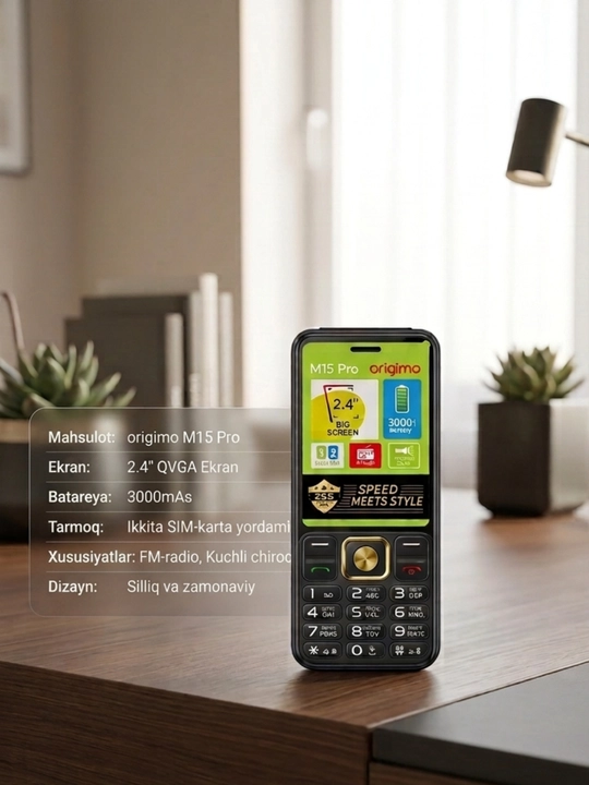 Origimo M15 Pro tugmachali mobil telefon