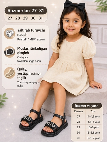 Qizlar uchun yozgi sandalilar. bosonoshki. basanoshki - 