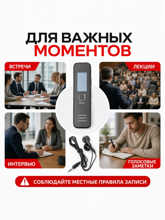 Mini ovoz yozuvchisi, 8 GB USB flesh-drayv bilan birga taqdim etiladi
