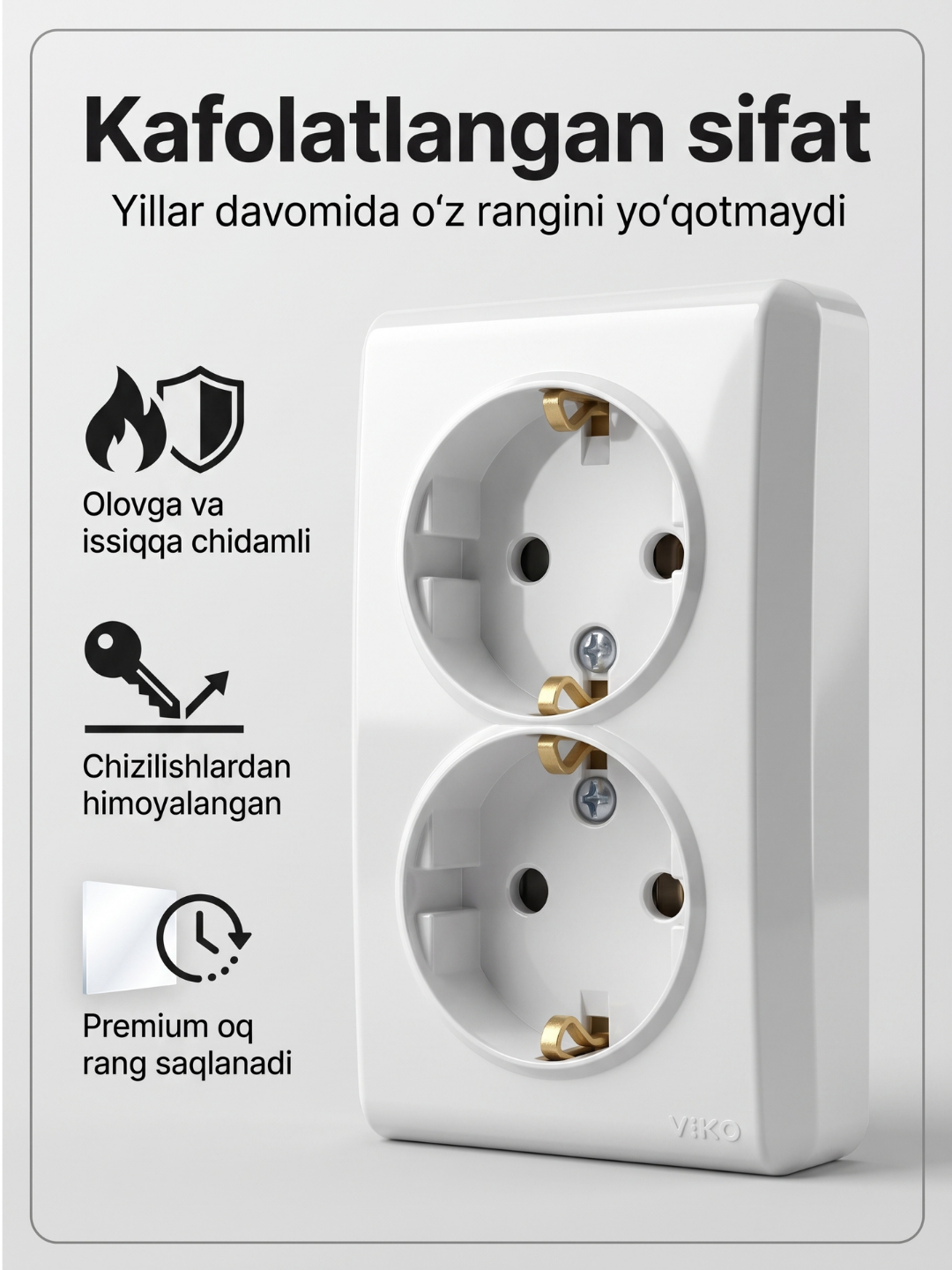 ViKO oq rangli ustki rozetka (2-lik, dvaynoy nakladnoy) - 
