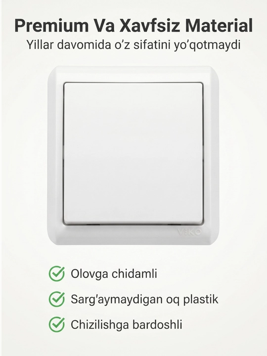 ViKO oq rangli ustki chiroq o'chirgich (1 klavishali, nakladnoy)