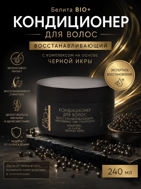 Кондиционер для волос Белита BIO+ Черная икра, восстанавливающий, 240 мл - 