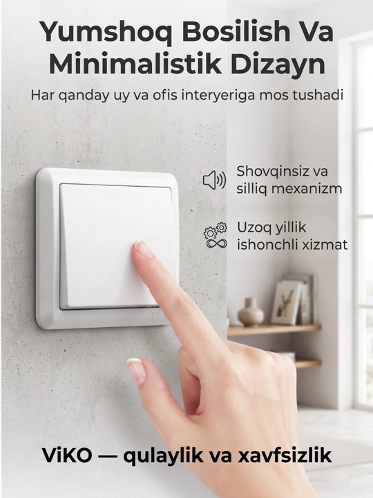 ViKO oq rangli ustki chiroq o'chirgich (1 klavishali, nakladnoy)