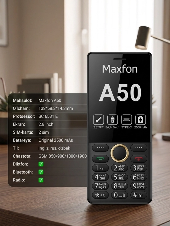 Maxfon A50 tugmachali mobil telefon