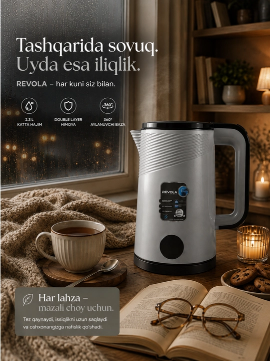 Revola Elektr choynak, 2,5 litrli, choy damlash uchun elektr choynak, 1500 Vt tefal