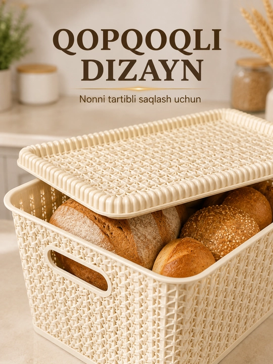 Хлебница с крышкой и ручками, плетёный дизайн, корзина для хранения хлеба