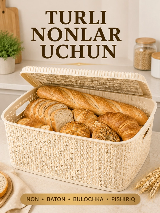 Хлебница с крышкой и ручками, плетёный дизайн, корзина для хранения хлеба