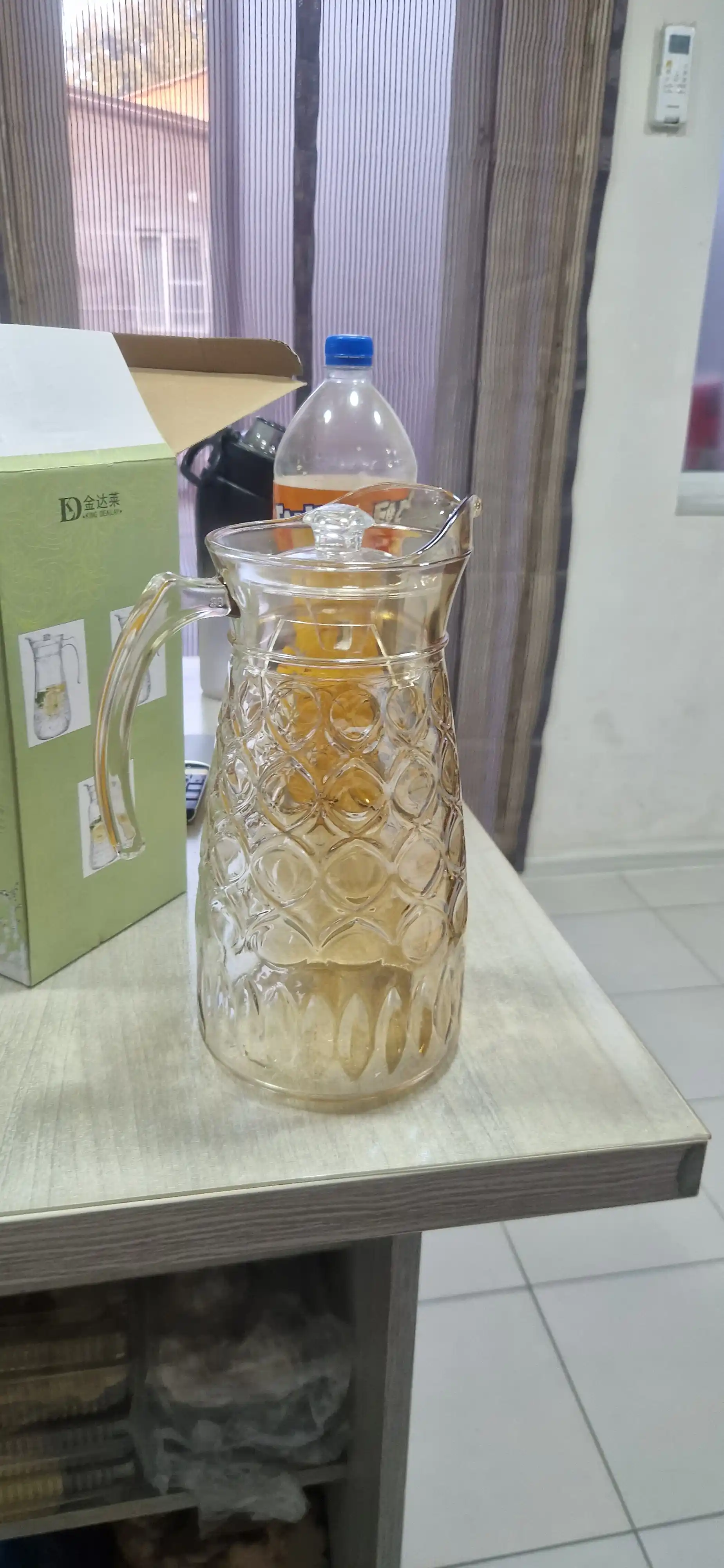 Графин 1.5 л стеклянный для компота и сока, кувшин для мохито, хрустальный