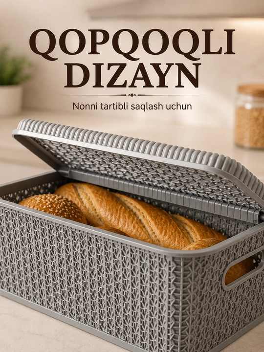 Хлебница с крышкой и ручками, плетёный дизайн, корзина для хранения хлеба