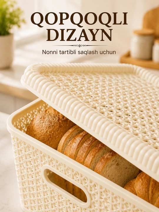 Хлебница с крышкой и ручками, плетёный дизайн, корзина для хранения хлеба