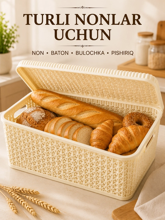 Хлебница с крышкой и ручками, плетёный дизайн, корзина для хранения хлеба