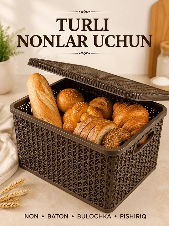 Хлебница с крышкой и ручками, плетёный дизайн, корзина для хранения хлеба