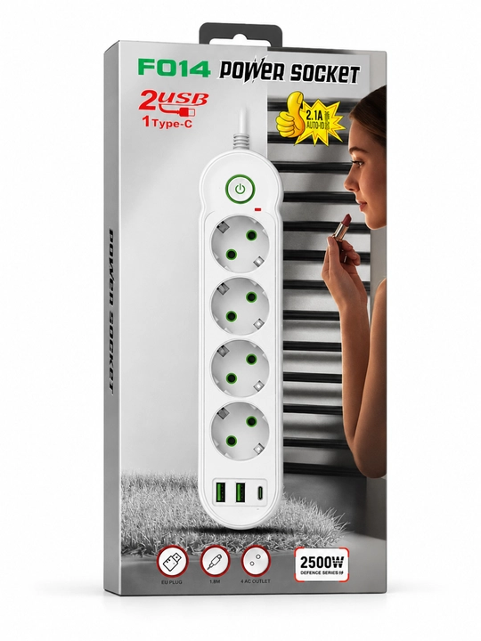USB, Type-C, himoya va Premium rozetkalarga ega universal tarmoq uzaytirgichi