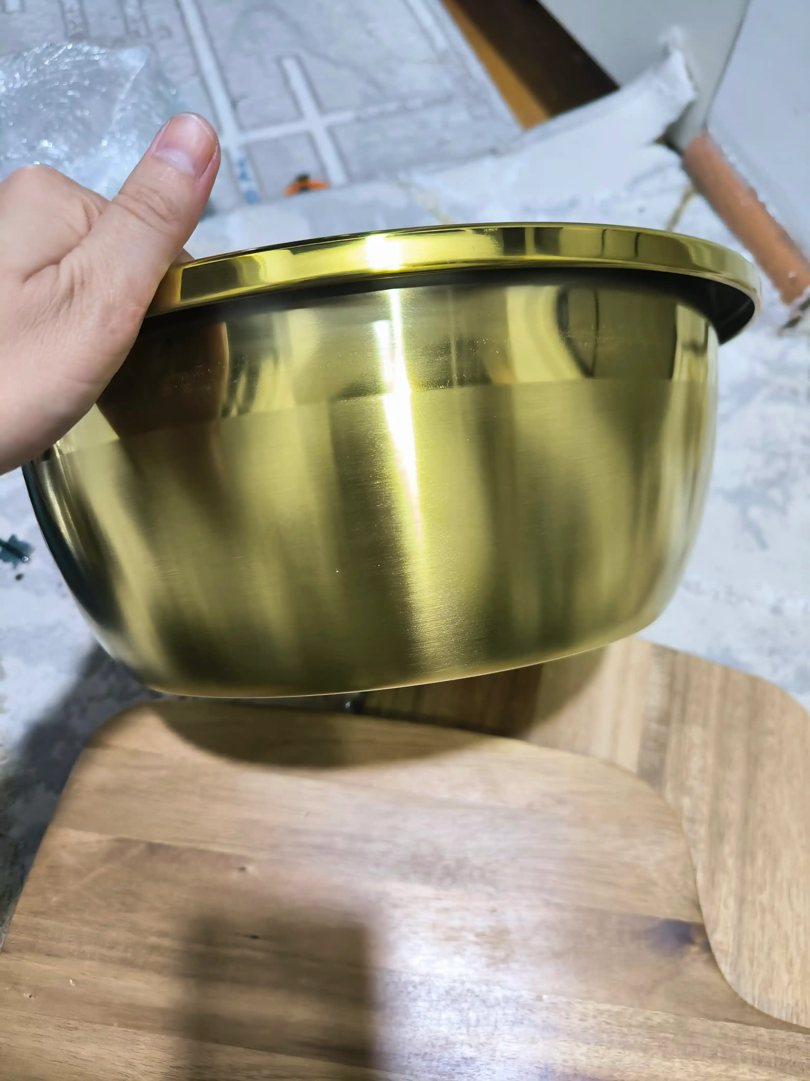 Кухонная миска из нержавеющей стали, золотого цвета, прочная