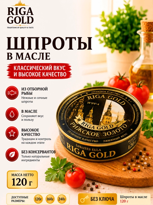 Yog‘dagi shprotlar Riga Gold