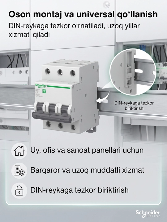 Easy9 seriyali Schneider Electric 3P avtomatik o‘chirgichi