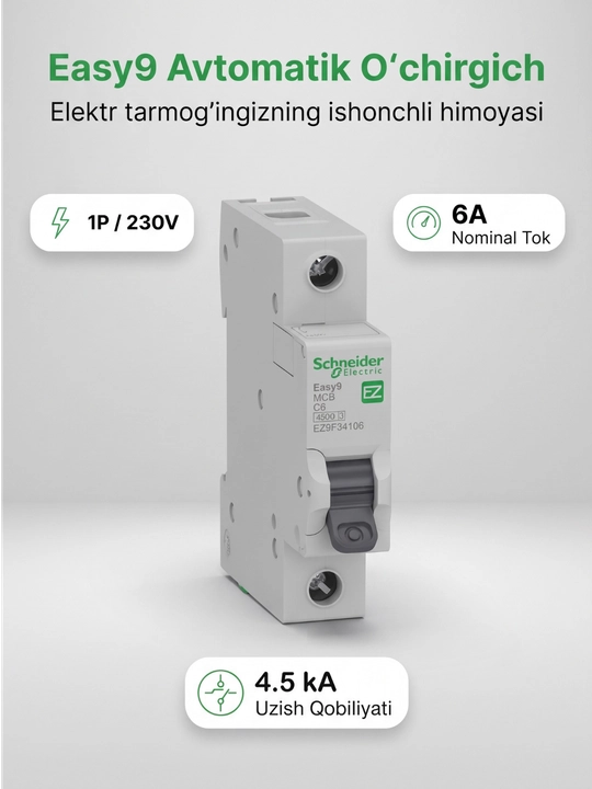 Easy9 1P 4,5 kA 230V avtomatik o‘chirgichi - 