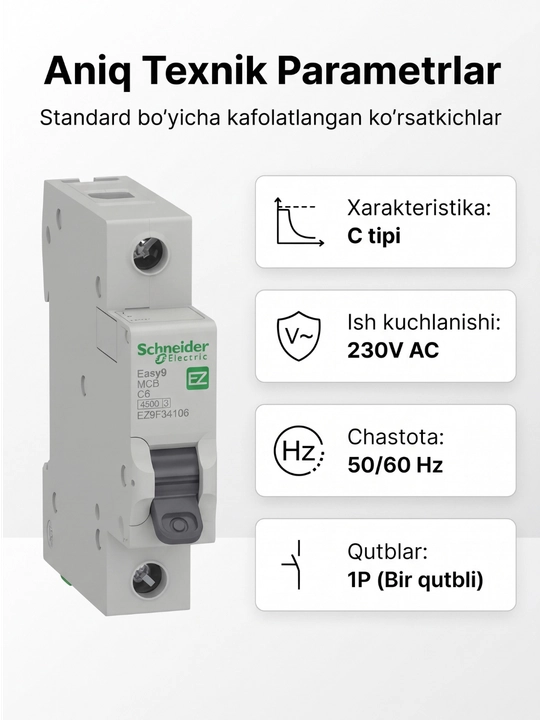 Easy9 1P 4,5 kA 230V avtomatik o‘chirgichi