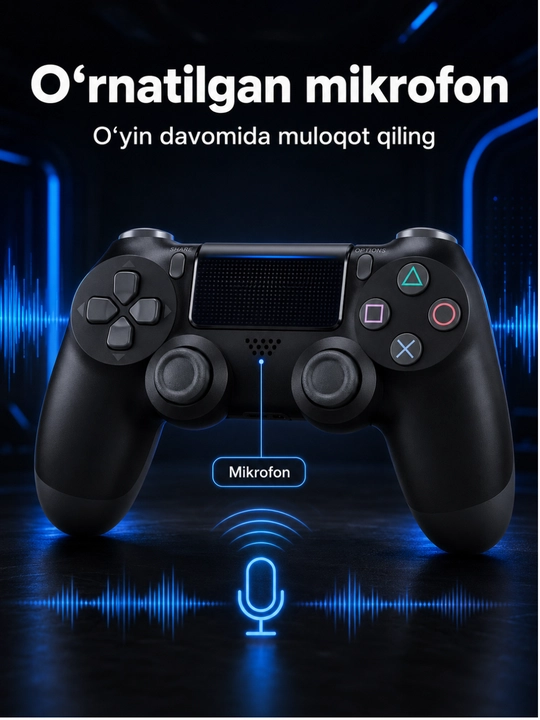 Simsiz o‘yin pulti geympad, Bluetooth, 10 m masofa, 1000 mAh, sensorli panel va mikrofon