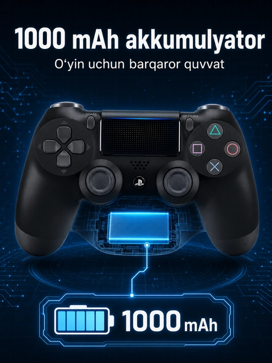 Simsiz o‘yin pulti geympad, Bluetooth, 10 m masofa, 1000 mAh, sensorli panel va mikrofon