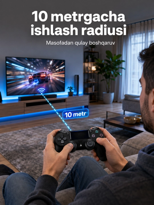 Simsiz o‘yin pulti geympad, Bluetooth, 10 m masofa, 1000 mAh, sensorli panel va mikrofon