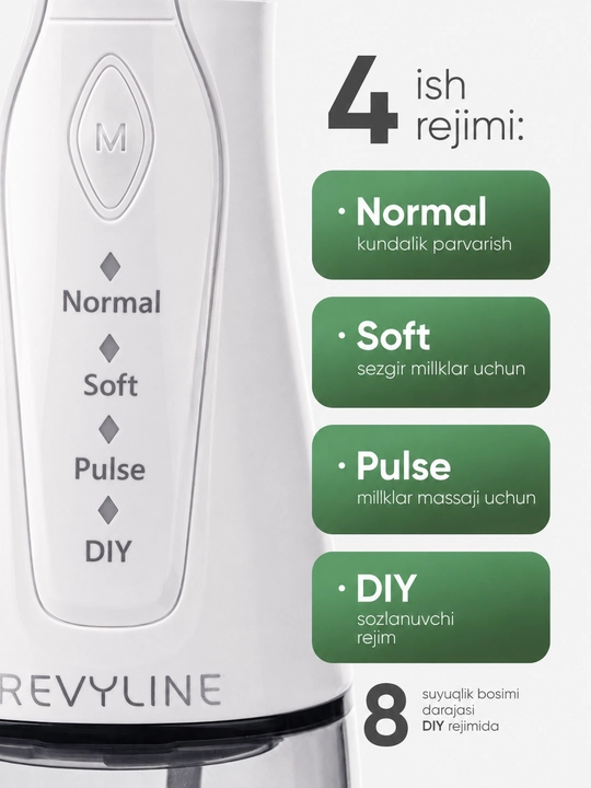 Tish irrigatori Revyline RL 220, portativ, 4 rejim, 300 ml, 900 kPa, Type-C