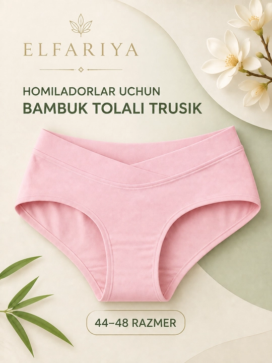 Homiladorlar uchun qorin ostidagi bambuk trusiklar, yumshoq va qulay, 44-48 o‘lchamda - 