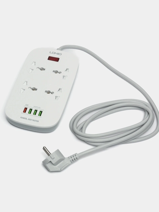 LDNIO SC4407 2500W удлинитель, 4 розетки, 4 USB, QC3.0, сетевой фильтр, оригинал, зарядка!