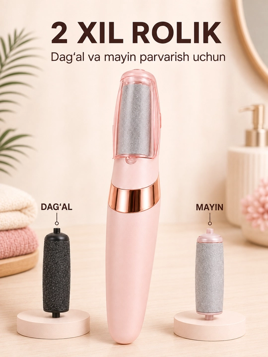 Oyoqlar uchun elektr pemza, tovon qadoqlarini ketkazuvchi pedikyur pilkasi
