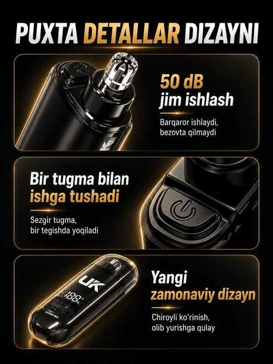 Portativ elektr burun trimmeri, LED displeyli, USB orqali quvvatlanadigan