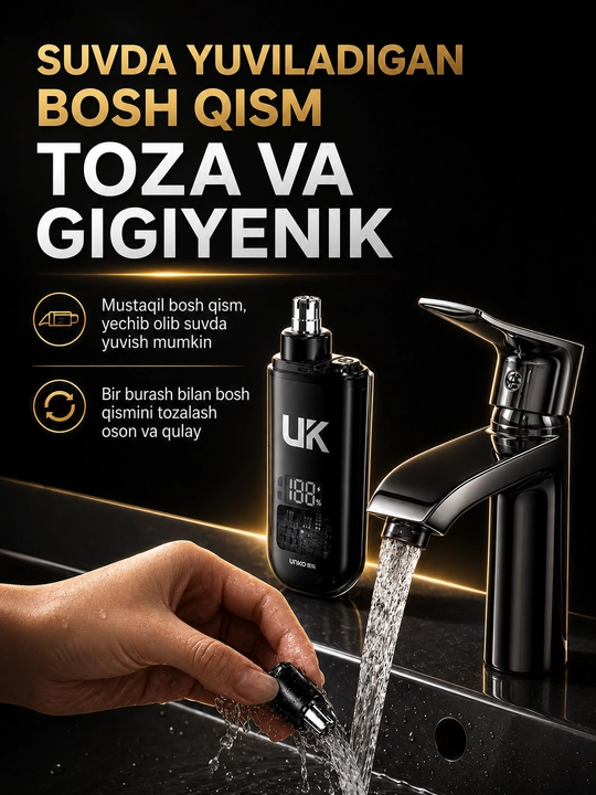 Portativ elektr burun trimmeri, LED displeyli, USB orqali quvvatlanadigan