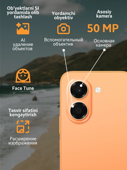 HONOR X7e smartfoni 6/128 GB, 7000 mA·soat batareya