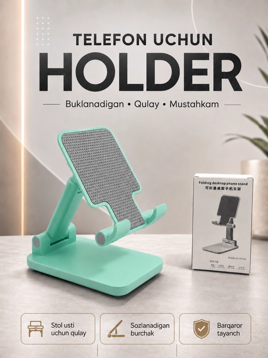 Smartfon uchun buklanadigan stol holderi, mustahkam va barqaror tayanch - 