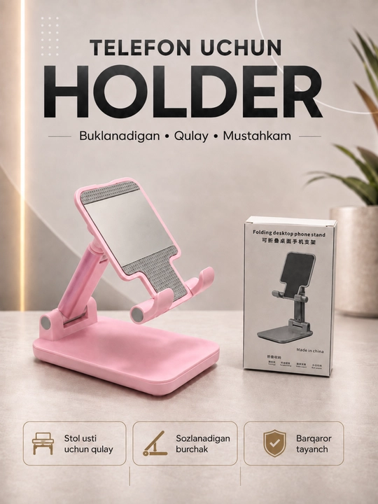 Smartfon uchun buklanadigan stol holderi, mustahkam va barqaror tayanch - 