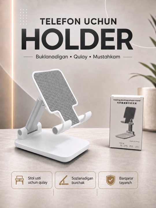 Smartfon uchun buklanadigan stol holderi, mustahkam va barqaror tayanch - 