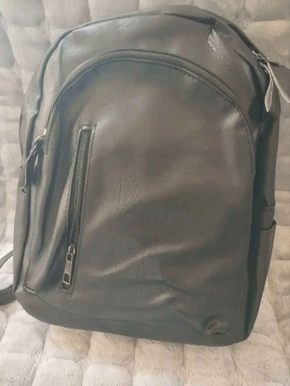 Ayollar uchun charm ryukzak, sumka, qora, maktab, shahar