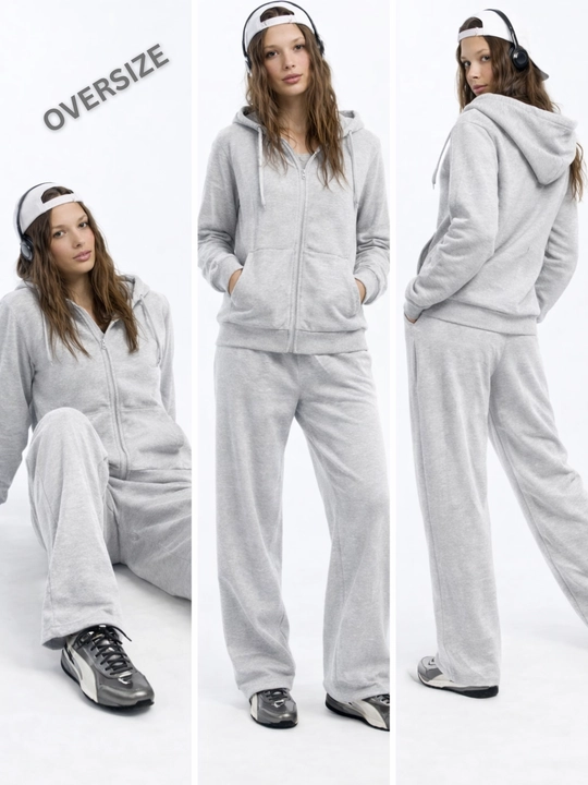 Женский спортивный костюм oversize с капюшоном и молнией, худи и брюки, хлопок 75%