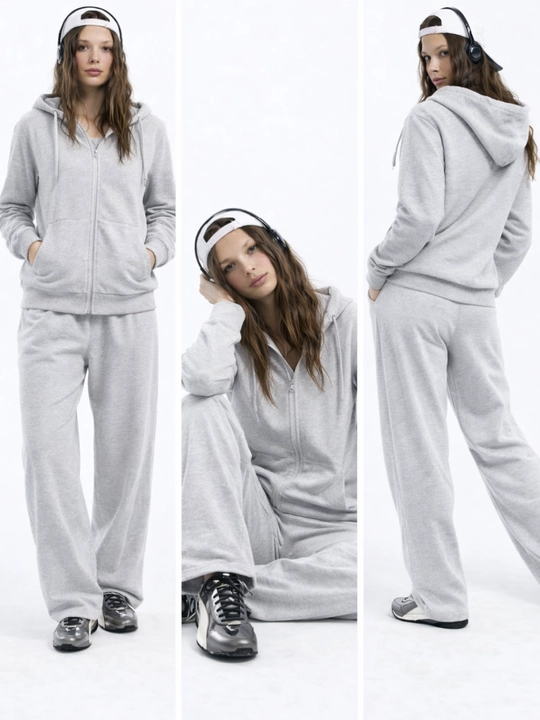 Женский спортивный костюм oversize с капюшоном и молнией, худи и брюки, хлопок 75%
