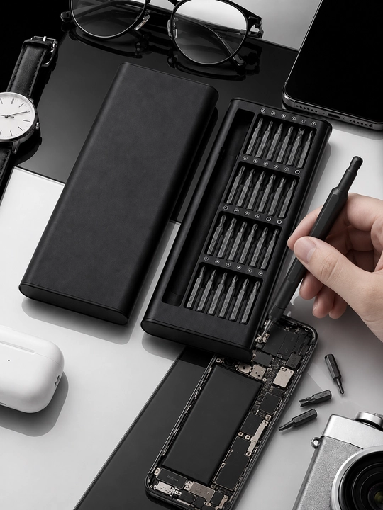 Smartfon va texnika uchun universal precision otvyortka, bitlar to‘plami va g‘ilof
