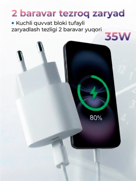 Зарядное устройство для iPhone, быстрая зарядка 35 Вт, с кабелем Type-C —Type-C