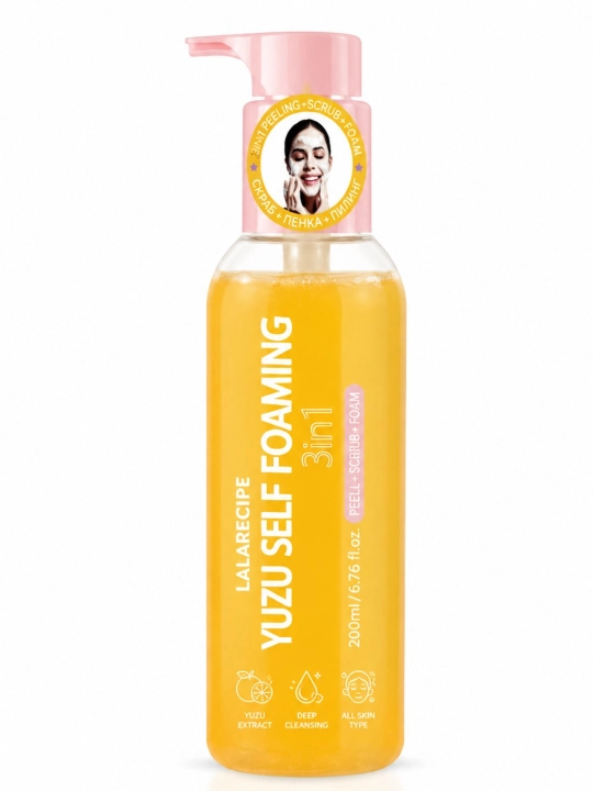 LALARECIPE Yuzu Self Foaming 3in1 гель для умывания лица , 200 мл