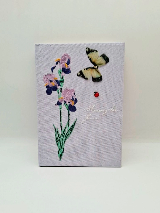Блокнот A5, в линейку, 112 л, с обложкой с вышитым узором 4 цвета 21×15, handmade, текстил