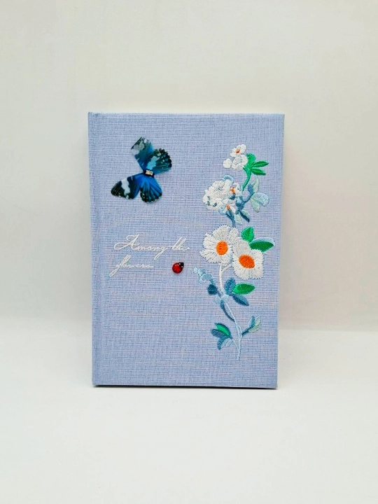 Блокнот A5, в линейку, 112 л, с обложкой с вышитым узором 4 цвета 21×15, handmade, текстил