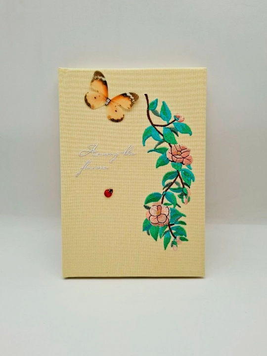 Блокнот A5, в линейку, 112 л, с обложкой с вышитым узором 4 цвета 21×15, handmade, текстил