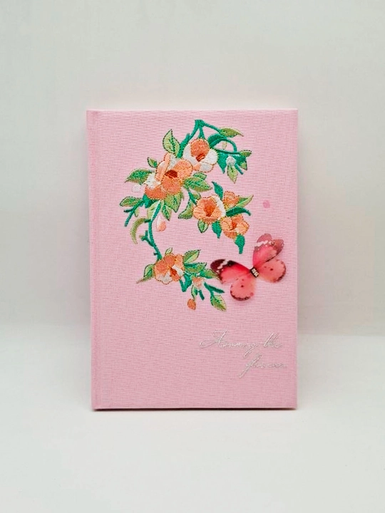 Блокнот A5, в линейку, 112 л, с обложкой с вышитым узором 4 цвета 21×15, handmade, текстил