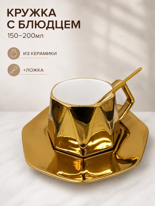 Krujka chashka choy va kofe uchun, likopchali chashka - 